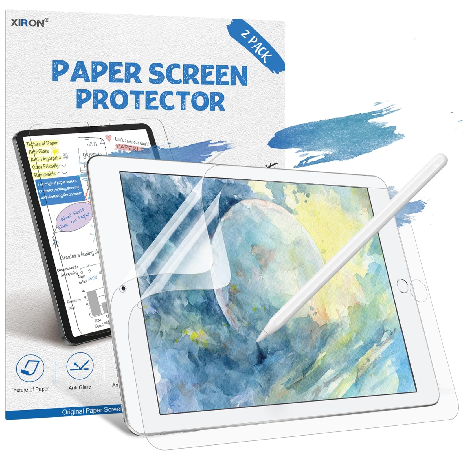 Amazon.com: XIRON [2 PACK] Paper Screen Protector for iPad 9th/8th